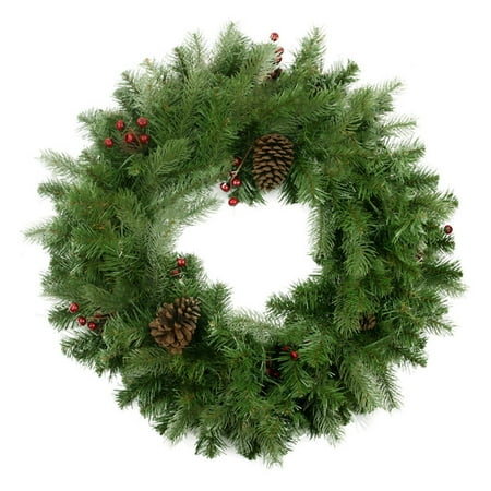 Noble Fir Christmas Wreath Northlight 24 in. Artificial Noble Fir with Berries and Pine Cones Unlit Christmas Wreath ()