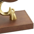 thumbnail image 5 of DecMode 6" Handmade Stitched Globe Brown Leather Bookends with Brown Wood Base (Set of 2), 5 of 11