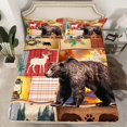 thumbnail image 2 of Feelyou Rustic Farmhouse Bear Full Size Sheets, Retro Patchwork Buffalo Bed Sheets, Western Lake house Sheet Sets, Luxury Bedroom Decor, 4pcs, 2 of 7