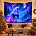 thumbnail image 3 of Unicorn With Glowing Rainbow Mane in Moonlit Galaxy Sky, Dreamy Fantasy for Fantasy Decor Lovers, Mythical Wall Art, Birthday Gift, Tapestry Wall Hanging for Bedroom, Living Room and Dorm, 3 of 7