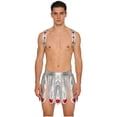 thumbnail image 3 of Aislor Mens Metallic Cupid Set Shiny Valentines Outfits Chest Harness with Slit Skirt Silver S, 3 of 7