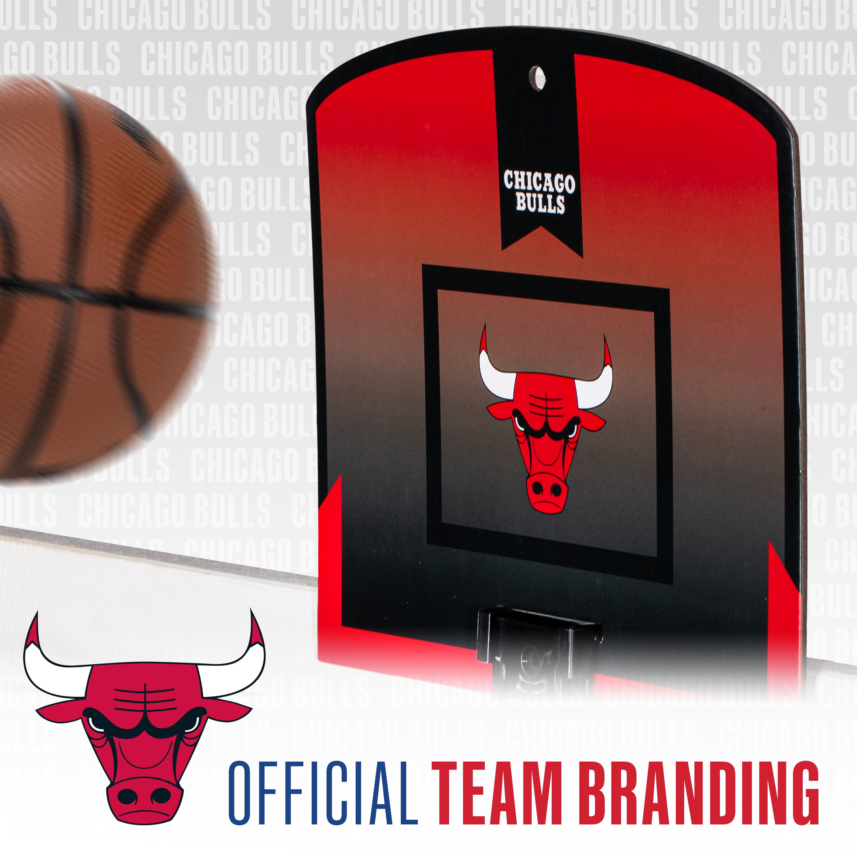 Franklin Sports NBA Chicago Bulls Mini Over the Door Basketball Hoop - Kids Indoor Mini Basketball Hoop with Basketball - NBA Fan Shop Mini Hoop for Bedroom + Office - Over the Door Mini Hoop Set