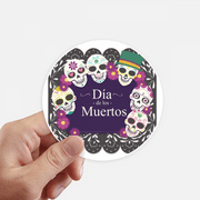 l The Day Of The Dead Illustration Sticker Round Wall Suitcase Laptop Label Bumper