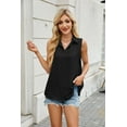 thumbnail image 2 of Holzkary Womens Sleeveless Button Down Shirt V Neck Casual Classic Collared Blouses Solid Basic Summer Work Office Tank Top Womens Casual Sleeveless Tops V Neck Vest Summer Fashion Casual Top Black M, 2 of 5