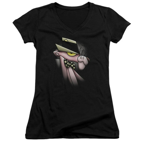 Pink Pantherooth Panther Junior Women's V-Neck T-Shirt Black