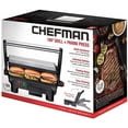 thumbnail image 7 of Chefman Electric Panini Press Grill and Gourmet Sandwich Maker w/ Non-Stick Coated Plates, Opens 180 Degrees to Fit Any Type or Size Food, Dishwasher Safe Removable Drip Tray, Stainless Steel/Black, 7 of 7