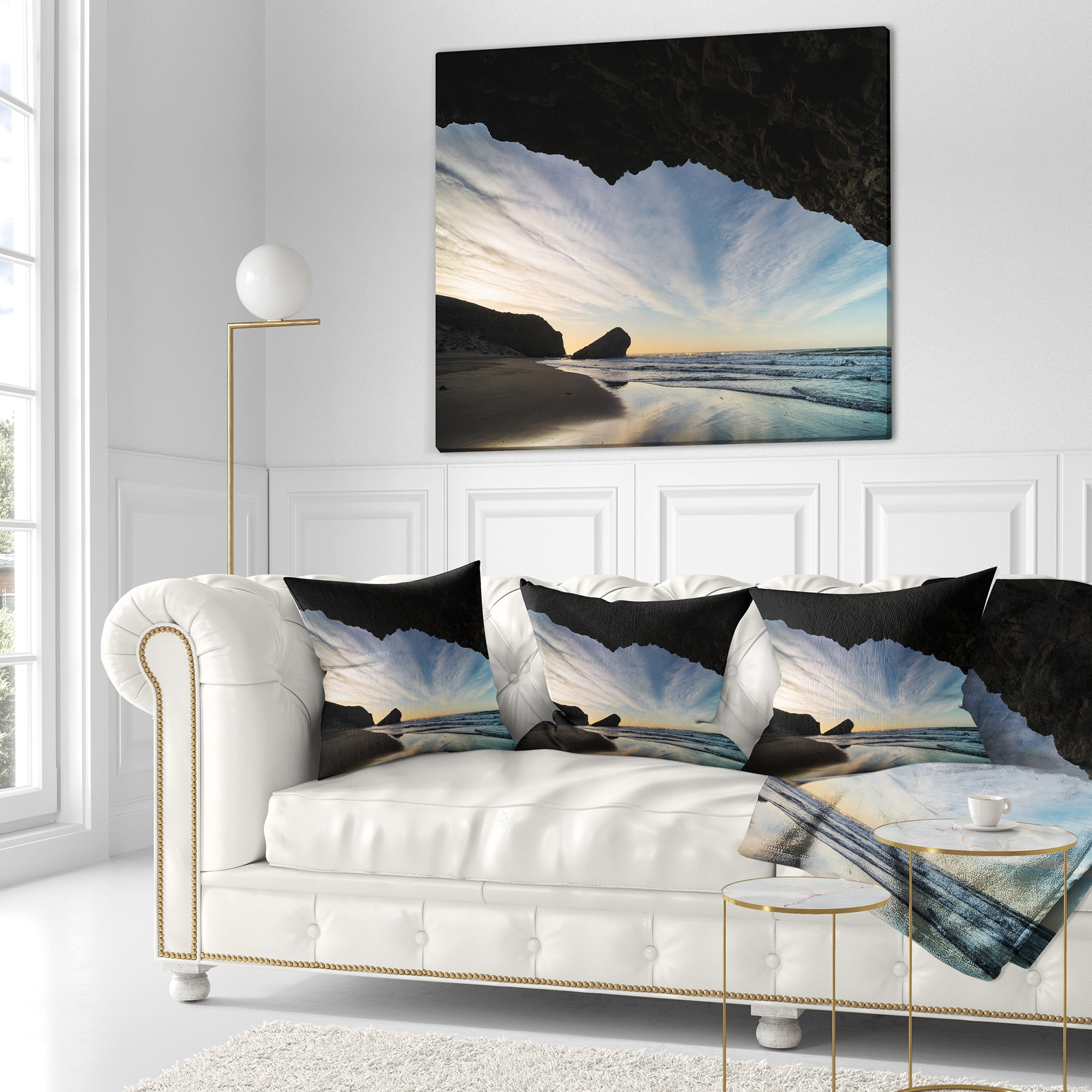 Designart Monsul Beach during Sunset - Seashore Throw Pillow - 18x18
