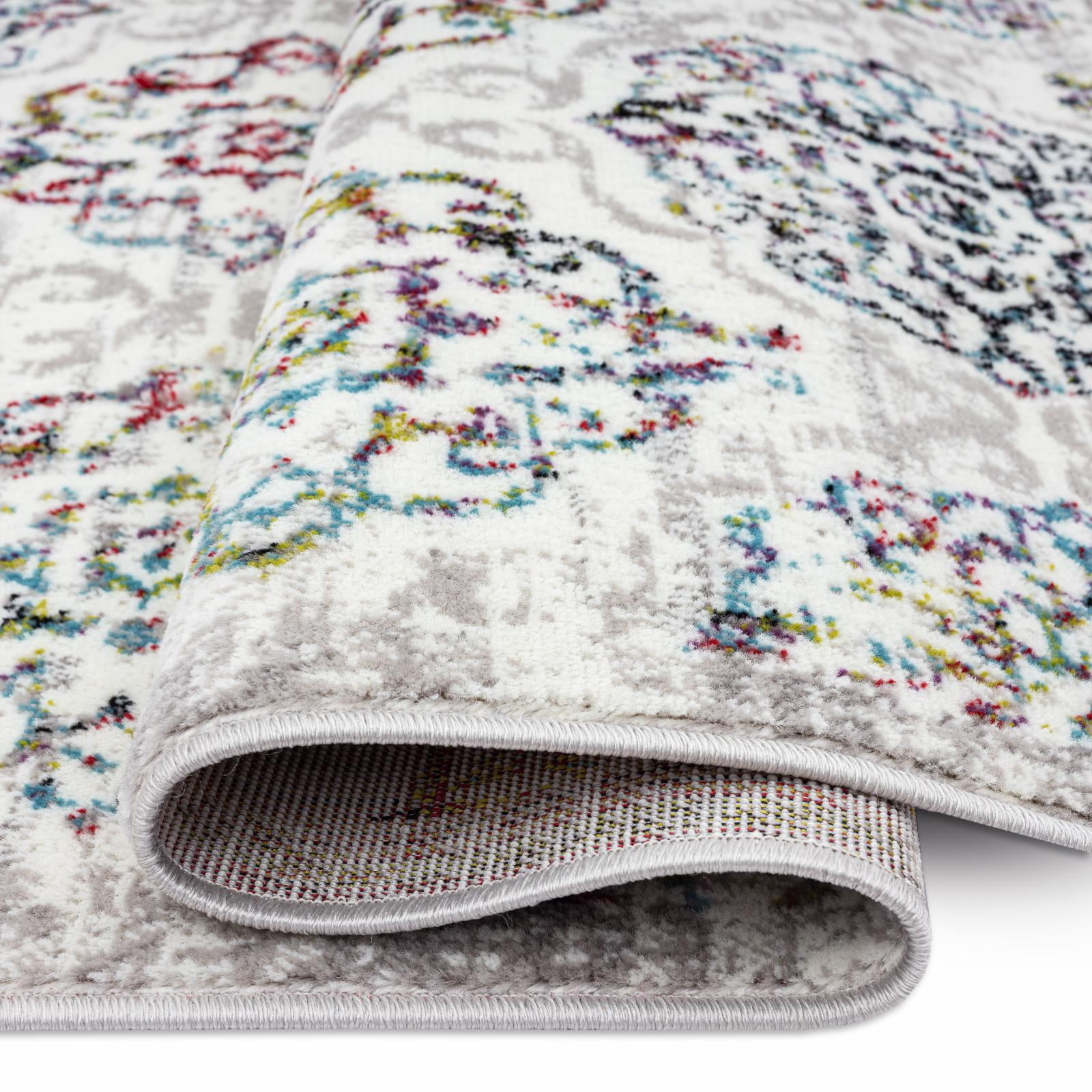 Home Dynamix Boho Andorra Transitional Damask Area Rug, Ivory/Navy Blue, 7'10"x10'2"