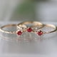thumbnail image 4 of Lindos y delicados anillos de oro de 14 quilates con rubí para mujer, anillos delicados, anillos de piedras preciosas, joyería de boda, corazón, piedras preciosas, promesa, compromiso, amor, tamaño 5, 4 of 4