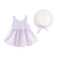 thumbnail image 2 of LoyisViDion Baby Girls Dress Toddler Baby Kids Girls Suspenders Floral Princess Dress Hat Clothes Outfits Purple 3-4 Years, 2 of 7