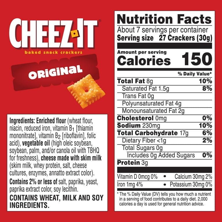 Cheez-It Original Cheese Crackers, Baked Snack Crackers, 7