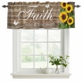 thumbnail image 2 of 2 Pack Valances for Windows, Spring Sunflowers Window Valances for Living Room/Bedroom/Bathroom, Country Farmhouse Brown Wooden Plank Light Filtering Kitchen Curtain Valance 54"W x18" L, 2 of 9