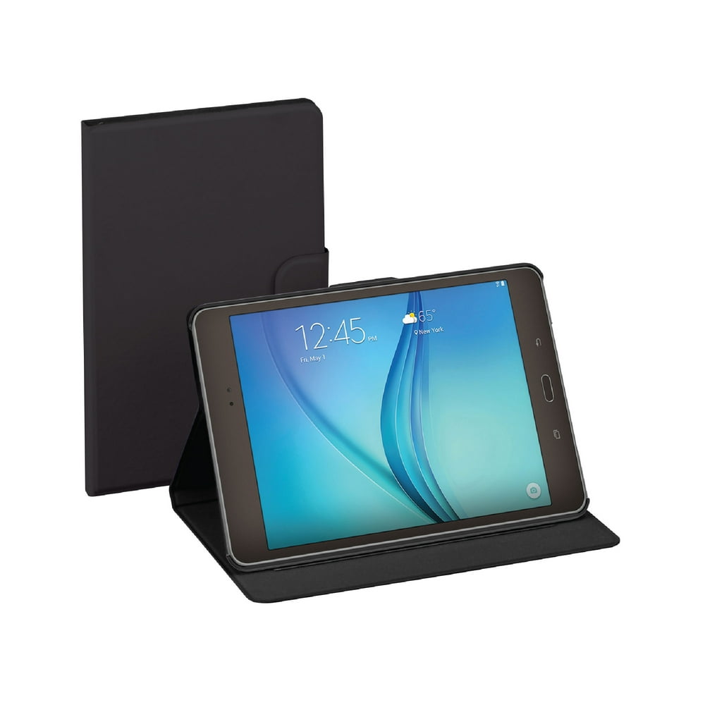 onn. Black Tablet Folio Case with BuiltIn Stand for Samsung Tab A 2019