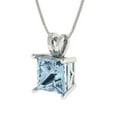 thumbnail image 2 of 2 ct Brilliant Princess Cut Solitaire Natural Swiss Blue Topaz 14k White hypoallergenic Solid gold Designer Everyday Affordable Dainty Necklace Pendant with 16" Chain, 2 of 6