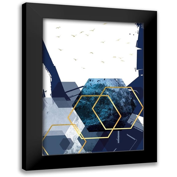 Urban Epiphany 11x14 Black Modern Framed Museum Art Print Titled - Hexagon Landscape Gold 2