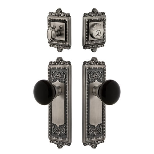 Grandeur 853558 Windsor Solid Brass Rose Single Cylinder Keyed Entry Deadbolt And Knobset