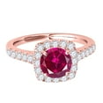 thumbnail image 2 of Aonejewelry 1.35 Carat Ttw Halo Created Ruby and Diamond Engagement Ring Crafted In 14k Solid Rose Gold, 2 of 4