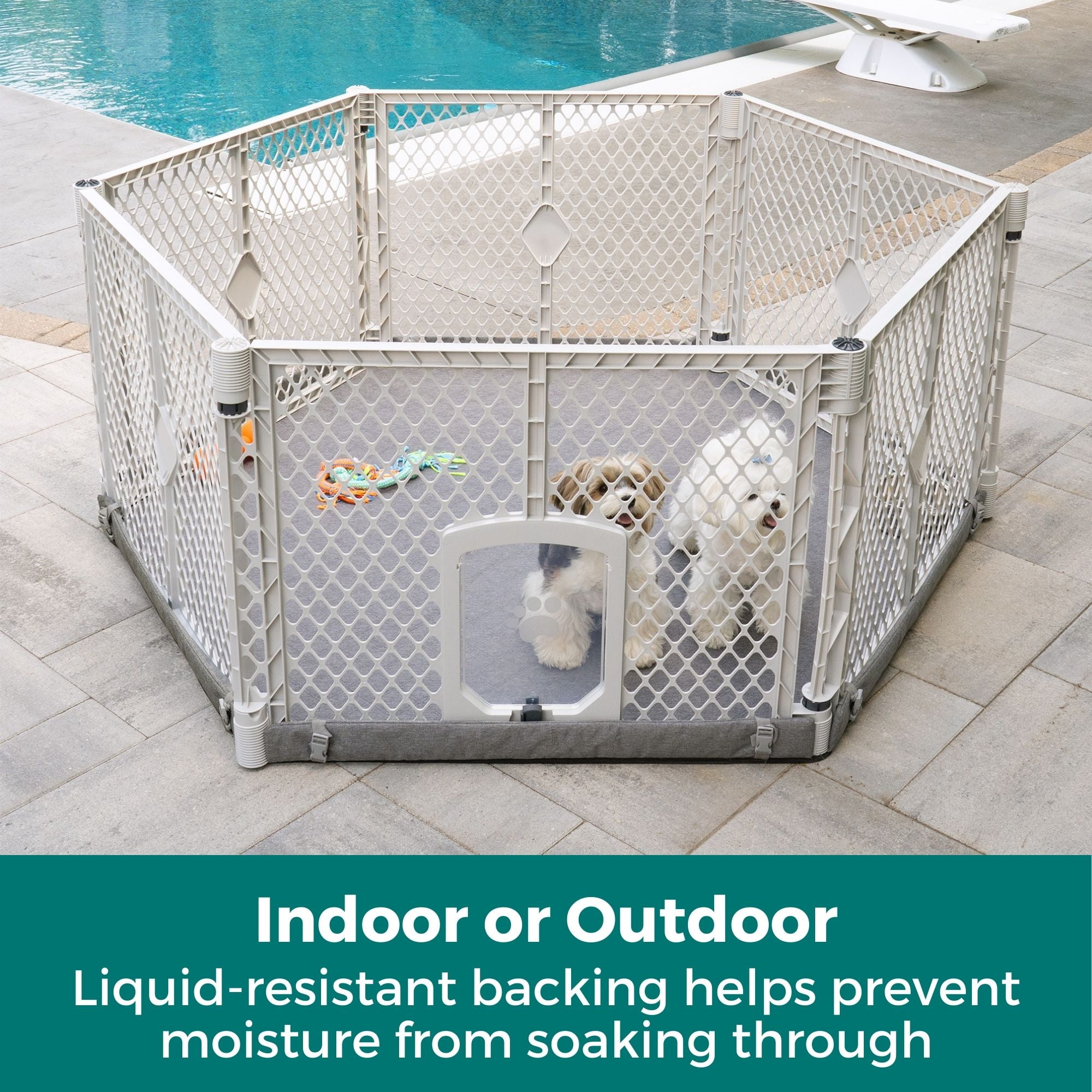 Petyard Protect Bundle, 6-Panel Indoor & Outdoor Playpen and Mat for Dogs, Gray
