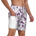 thumbnail image 3 of Picia Violets Flowers pattern Mens Swim Trunks with Compression Liner Stretch Beach Shorts Quick Dry with Zipper Pockets No-Chafing Board Shorts-X-Large, 3 of 9