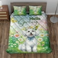 thumbnail image 2 of Bichon Frise Hello Spring Time Flower Floral Nature Quilt Bedding Set Bichons Dog Lovers Gifts Idea 1 Blanket Bed Cover 2 Pillowcases - 02031, 2 of 5