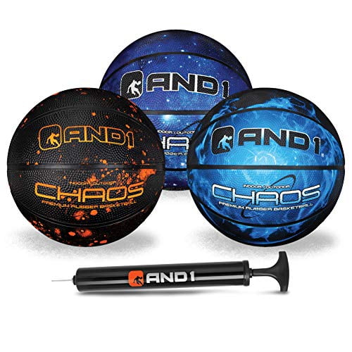 AND1 Mini Basketball 3 Pack Set for Kids (Deflated w/ Pump Included): - Size 3 7-Inch Premium Youth Size Basketballs, Easy to Grip, Made for Indoors and Outdoors