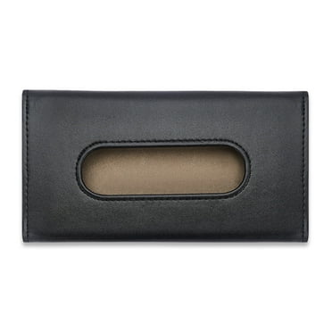 Car Tissue Holder Faux Leather - Sun Visor & Seat Back Clip, Easy Install, Compact Design, Universal Fit