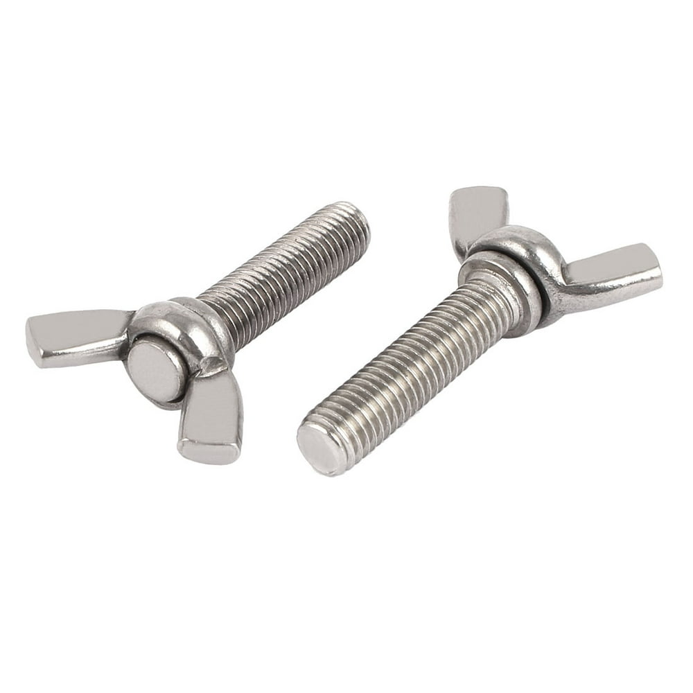 Uxcell M10x40mm 304 Stainless Steel Butterfly Wing Nut Screw Silver Tone (2pack)