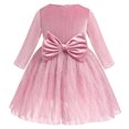 thumbnail image 2 of IBTOM CASTLE Toddler Baby Girls Long Sleeve Velvet Dress Fall Winter Princess Christmas Birthday Party Bowknot Tulle Tutu Dress 3-4 Years Pink, 2 of 8