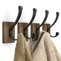 NIFFGAFF Wood Wall Hooks for Hanging - 4 Pack Coat Hooks Wall Mounted, Wooden Rustic Farmhouse Heavy Duty Towel Hooks, Wall Hooks for Hanging Coats, Towel, Hat, Keys, Bag and Robe