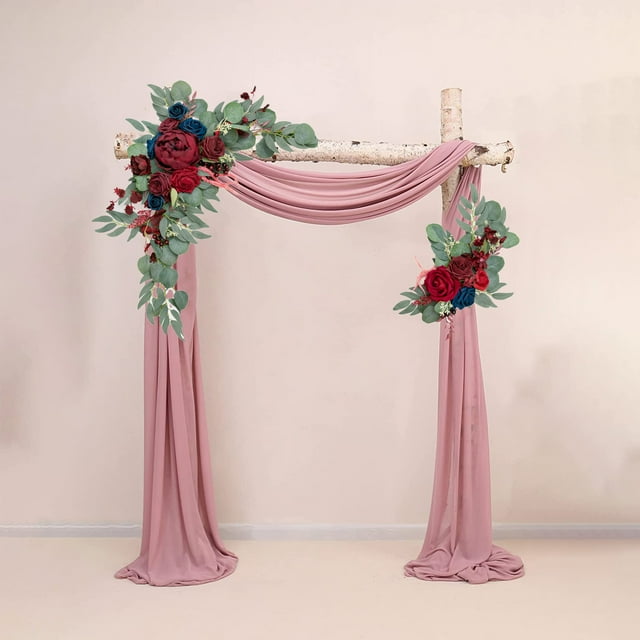 XYAIYT Artificial Flower Arch,Lifelike Silk Roses Leaves for Wedding,Party Event Decor,Easy to Install with Clips Ties,Perfect for Welcome Signs,Arches Photography Props(Wine)