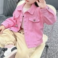 thumbnail image 6 of fnnxnal Girls Pink Denim Jacket - 100% Durable Denim, Classic Button-Front with Chest Pockets, Casual Outerwear for Kidss & Kids (1-11 Years),Size 7 T, 6 of 6