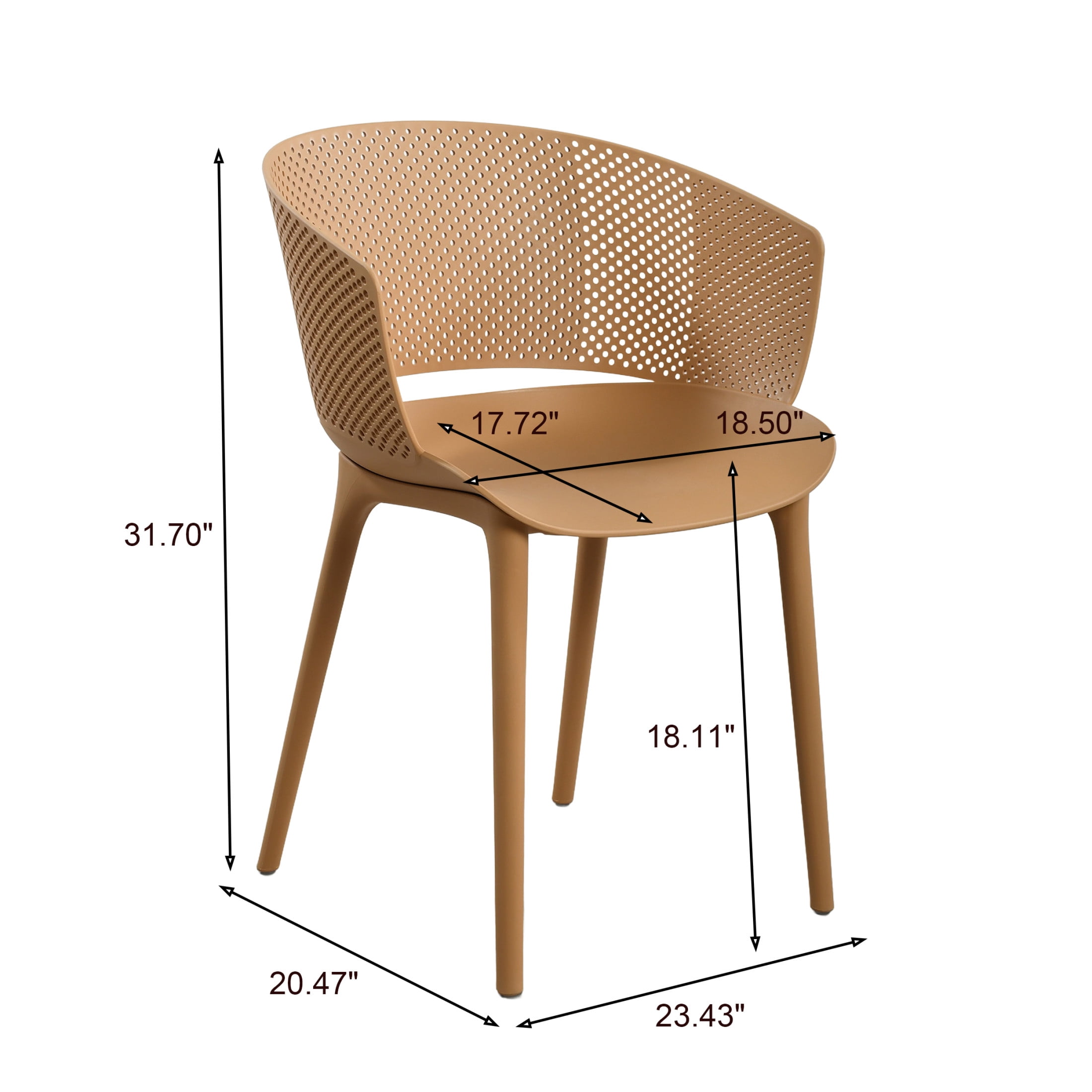 Christopher Knight Home Modern Outdoor Plastic Round Back Dining Chairs Set of 2, Brown Yellow