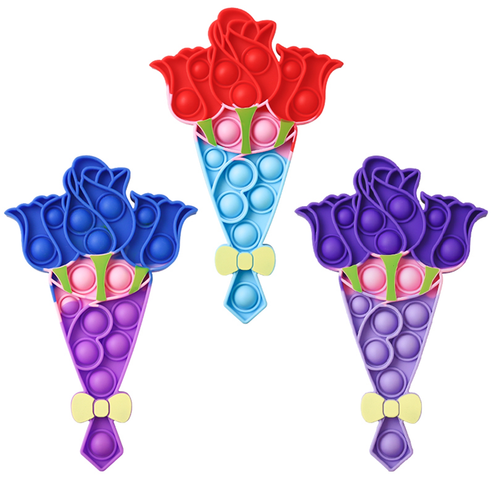 Imcute Silicone Squeeze Bubble Toy with Rose Flower Shape, Bright