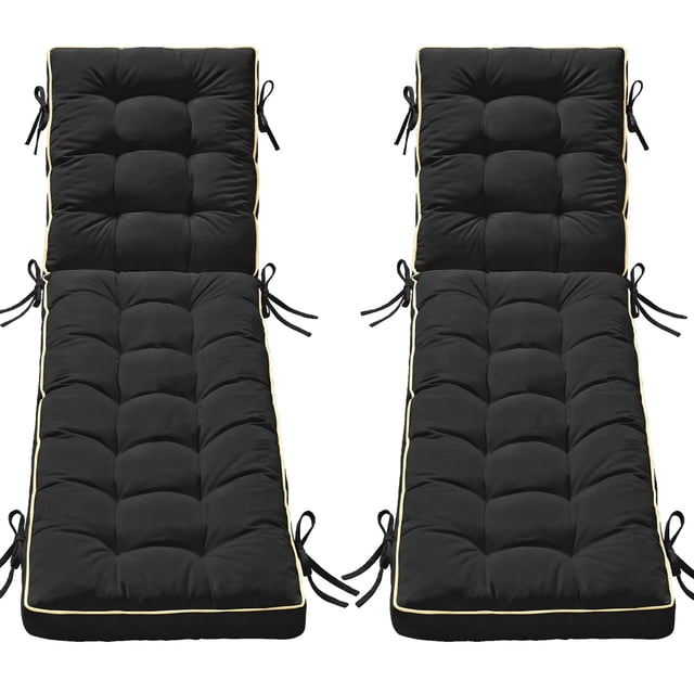 Cojín para tumbona AMCATON, 2 unidades, 203 x 66 cm, negro