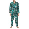 thumbnail image 3 of Yiaed Lephants in the Jungle Print Men’s Pajamas Set - Long Sleeve Button Down Sleep Shirt and Pajama Bottoms Sleepwear Set Mens Pjs Sets Men's Pajama Bottoms-, 3 of 7