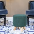 thumbnail image 4 of Homebeez Round Ottoman Foot Rest Stool with Wood Legs,Small Comfy Footstool,Blue, 4 of 6