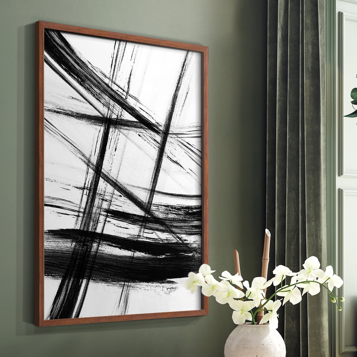 Organic Strokes in Brown Solid Wood 8 x 10 Framed Print