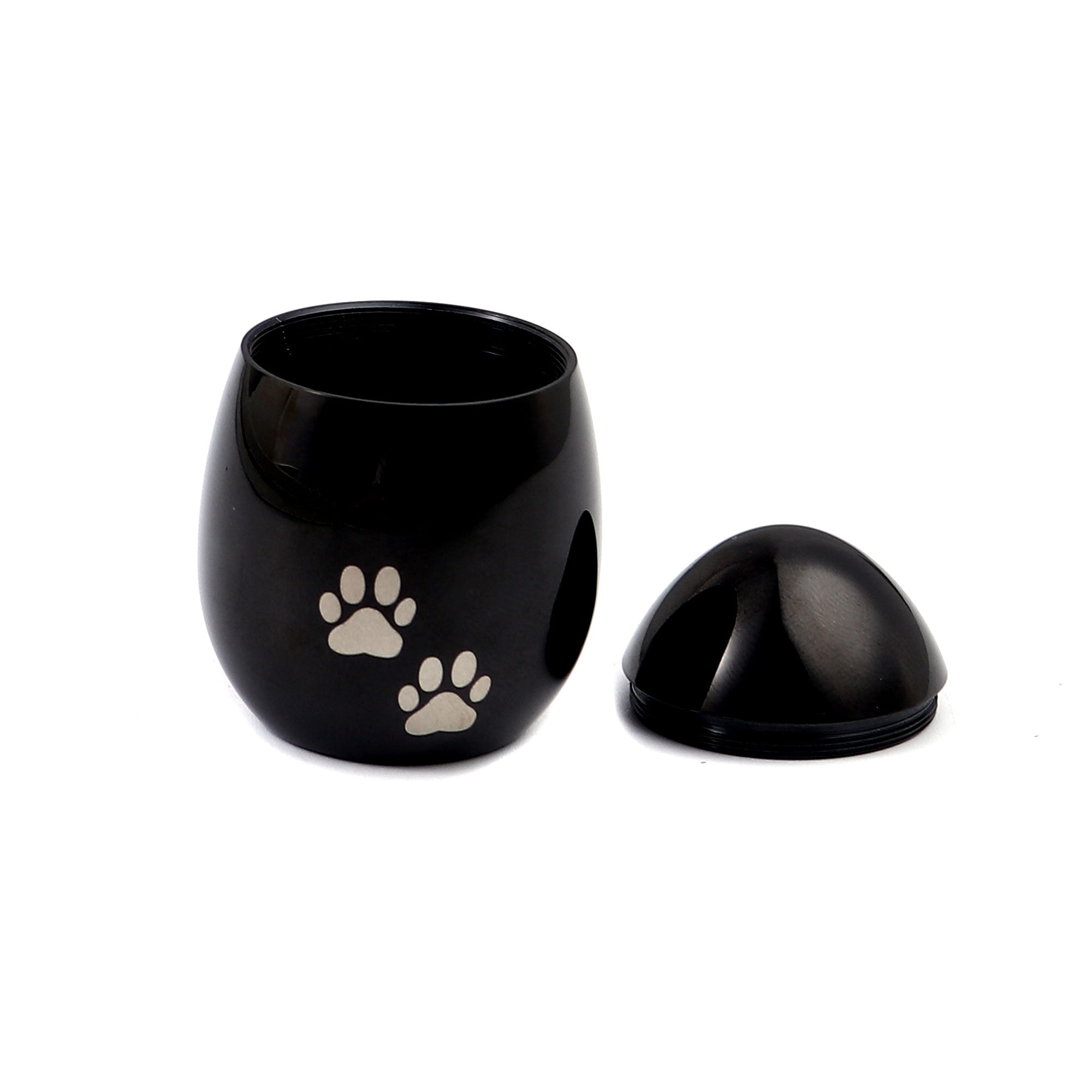 Mini Waterproof Stainless Steel Small Black Pet Cremation Urn for Ashes Holder Handcrafted Paw Print Memorial Dog Ash Container Keepsake with Free Gift Pouch