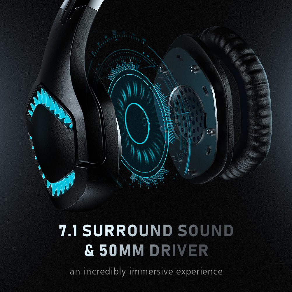 Runmus Gaming Headset with 7.1 Surround Sound, Blue photo 6
