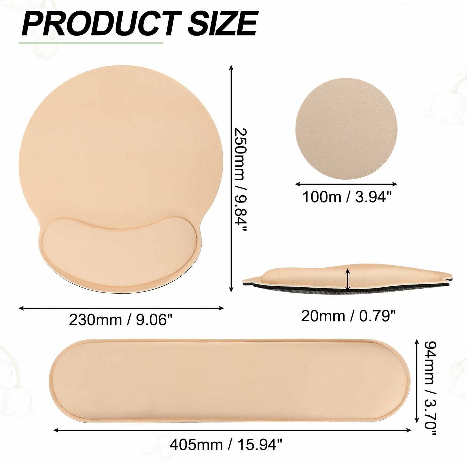 Ergonomic Wrist Rest Set, Memory Foam Mouse Pad and Keyboard Wrist Rest Support Hand Waterproof Cup Pad Non-slip for Office Computer Gaming Home Desk Accessory, Apricot