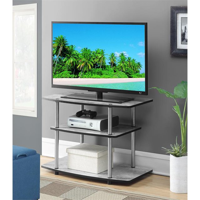 Pemberly Row Meuble TV 3 Niveaux 32 Pouces en Gris