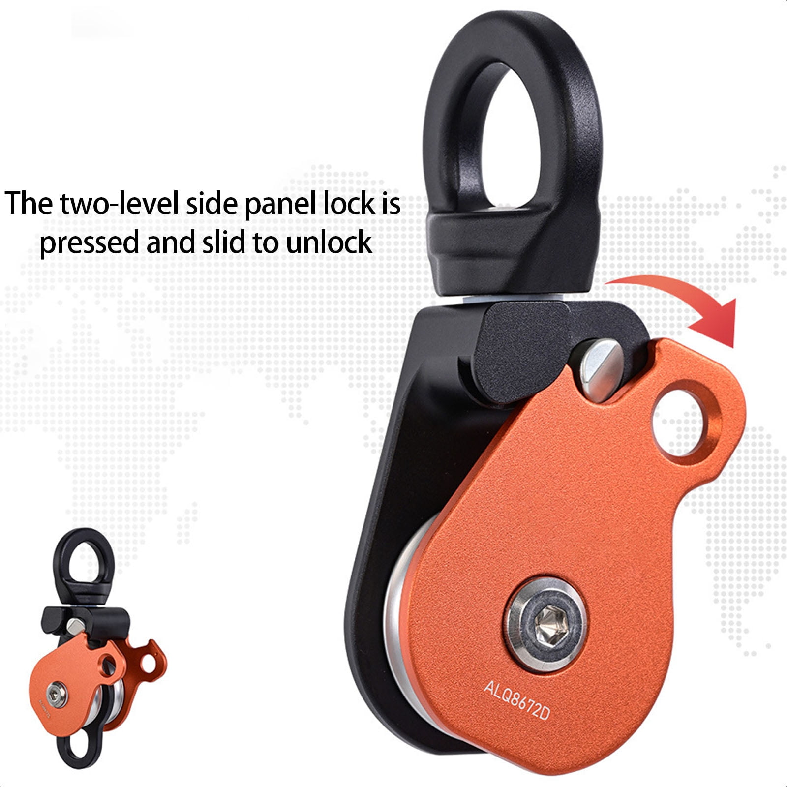 High Capacity Swivels Pulley 360 Rotation Multifunctional Outdoor Pulley for Hiking and Travel with Quick Installation