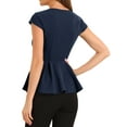 thumbnail image 3 of INSPIRAR CHIC Blusas de Peplum para Mujeres con Mangas Cortas y Cuello Redondo en Color Sólido XS Azul Oscuro, 3 of 5