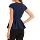 thumbnail image 3 of INSPIRAR CHIC Blusas de Peplum para Mujeres con Mangas Cortas y Cuello Redondo en Color Sólido XS Azul Oscuro, 3 of 5