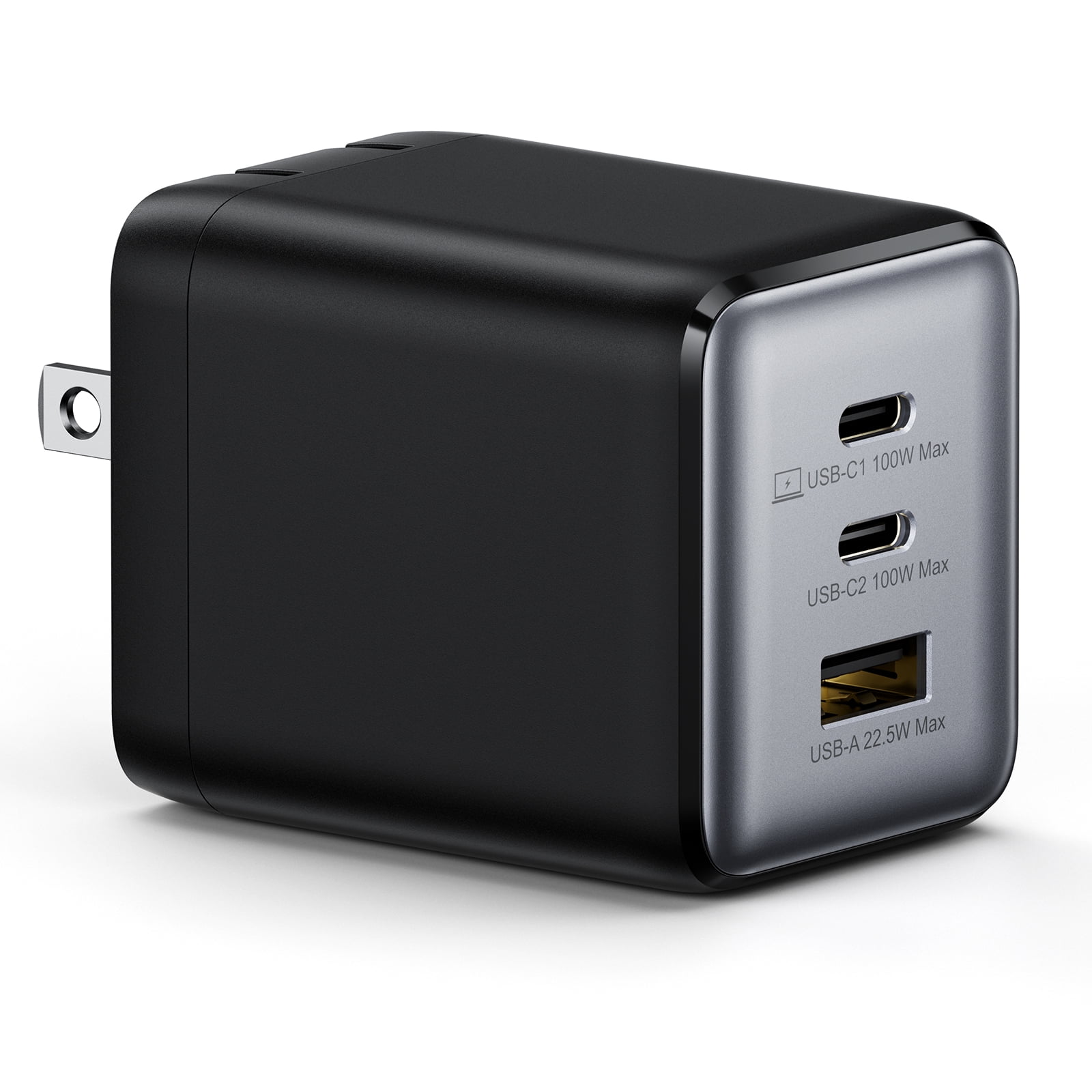 wegear 100W USB C Charger 3-Port GaN Adapter Fast Wall Charger Foldable and Compact for MacBook,Laptops,iPad,iPhone Series,Samsung and More