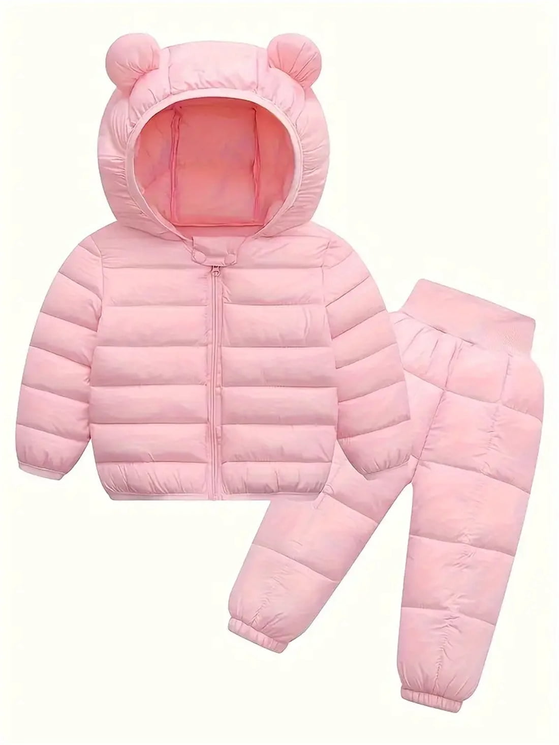 ATAIKU 6M-5T Toddler Baby Boy Girl Cute Hooded Puffer Jacket with Pants Kids Winter Snowsuit Lightweight Down Outwear