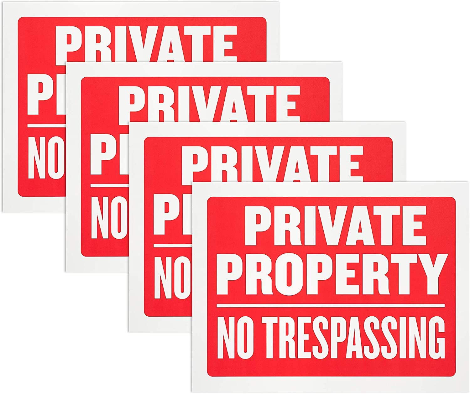 Vanitek 4 Pack Private Property No Trespassing Sign 9 x 12