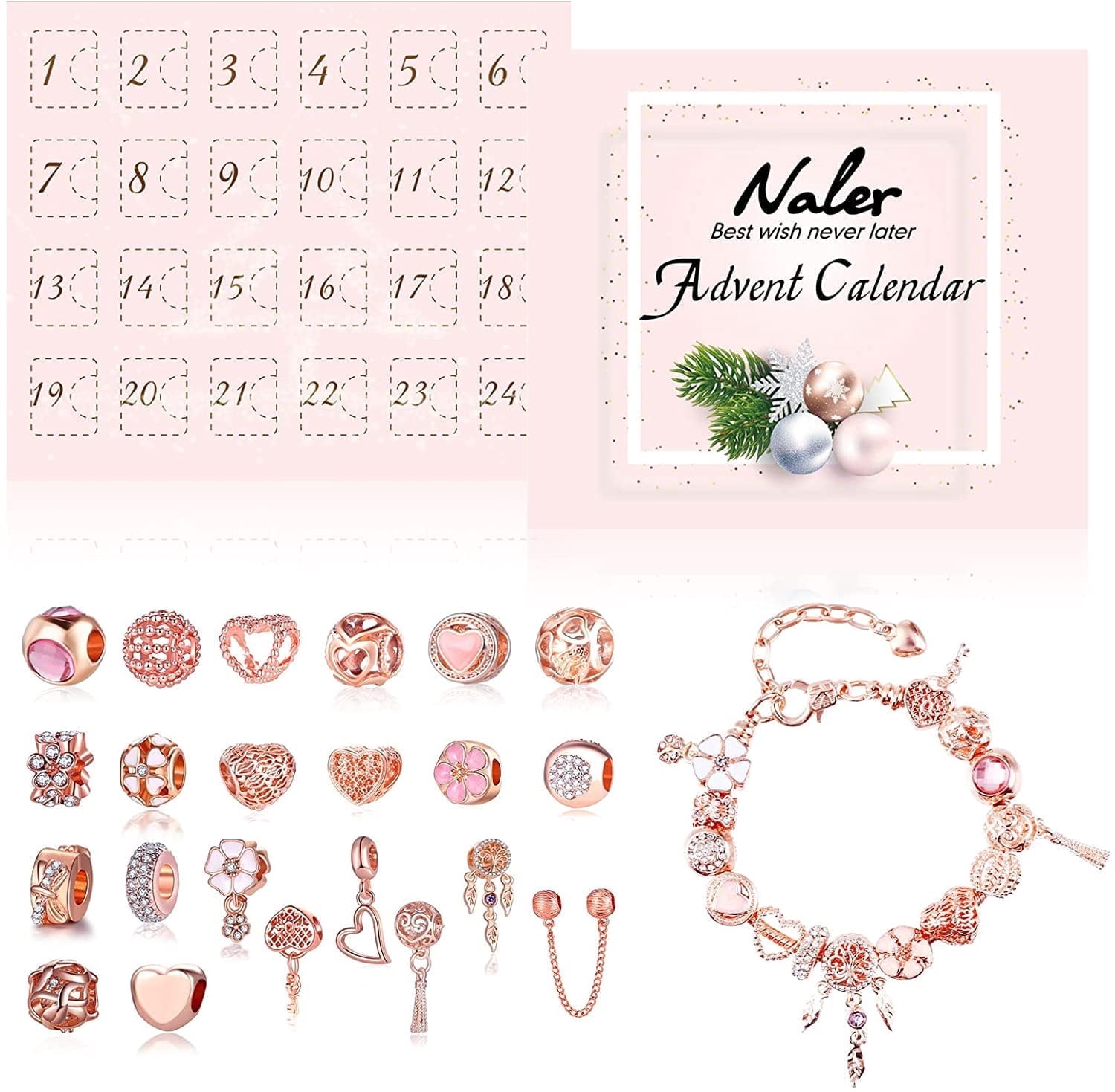 Naler Rose Gold Jewelry Advent Calendar for Women photo 1