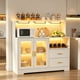 thumbnail image 1 of para Cocina, Cantina Bar Mueble para Casa con Luces LED, Toma de Corriente, Gabinete para Vinos Botellero y Copas, Gabinetes de Almacenamiento, 120 * 40 * 115cm (Blanco), 1 of 9