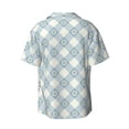 thumbnail image 2 of Xecao offers the Daisy Plaid Blue for Men's Casual Short-sleeved Shirt, a button-up collared shirt with a pocket, perfect for beach vacations and yacht travel in the Large size., 2 of 7